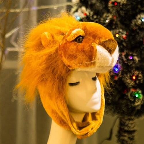 Funny Cartoon Lion Toy Hat Winter Kawaii Funny Hat for Girls Adult Kids Plush Toy Christmas Gift
