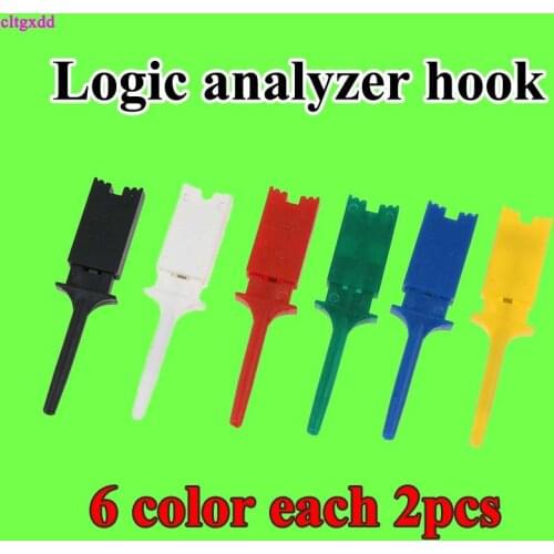 12PCS/Lot Needle Test Hook Mini Grabber Kits 6 Color SMD IC Test Hook Clip Jumper Probe Logic Analyzer Testing Accessories Clip