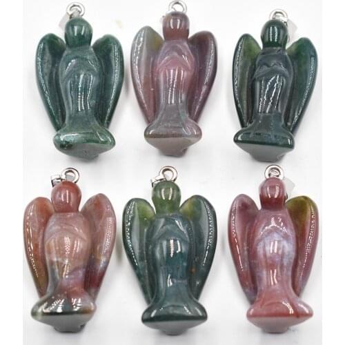 2021 fashion natural india onyx angel shape pendants charms for necklace making jewelry Wholesale 6pcs/lot free shipping