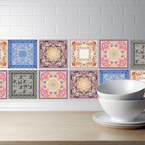 20x100cm PVC Wall Sticker Vintage Spain pattern Square Self Adhesive Tile Stickers Decal Home Decor Wall Art Home Decor