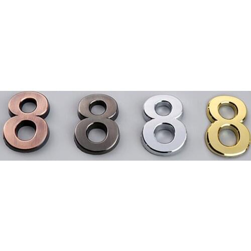 3D Digits Numeral Door Plaque Hotel Home Number Plate Sign Sticker With Self-adhesive House Numbers Outdoor