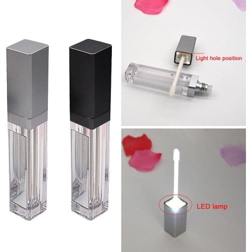 7ml Empty Lip Gloss Tube Clear Lip Gloss Tube Lip Balm Container w/Mirror Light Liquid Lipstick Storage Bottle Refillable Bottle