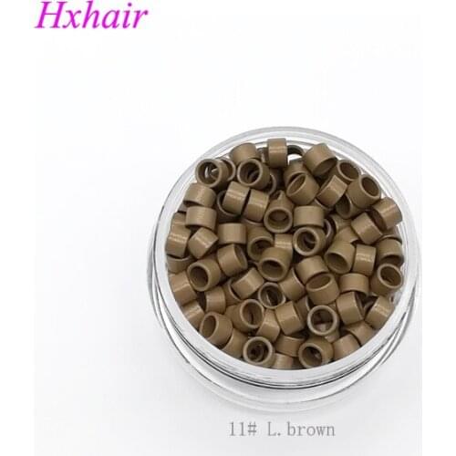 Freeshipping - 1000pcs 4.5mm Micro Aluminium Rings Without Screw Links Beads / Black D-Brown Brown L-Brown D-Blond Blonde Auburn