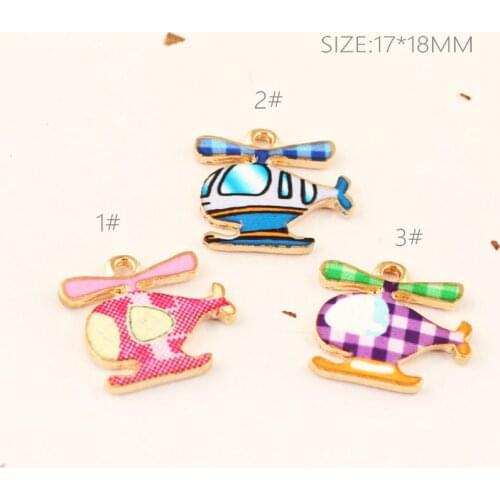 Free Shipping 30PCs 100PCs Enamel Alloy Charms Gold Tone Plated Oil Drop Airplane Kawaii Fly Floating Pendant Charm Craft Decor