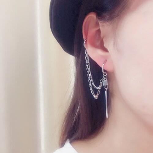 Non-fading titanium steel hip-hop personality chain ear bone chain simple punk men and women wild earrings ear clip