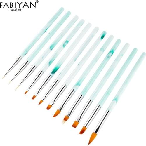 Gradient Flat Round Liner Nail Art Painting Dotting Drawing Carving Extension Builder Brush Manicure Tips Tools