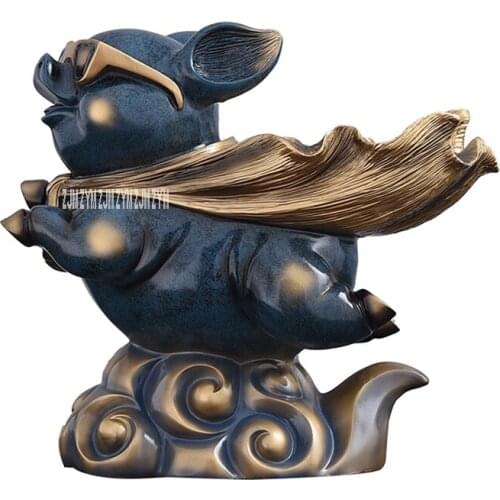 JKD3256 Retro Creative Desktop Tea Table TV Wine Cabinet Decoration Crafts Key Candy Resin Flying Pig Man Storage Ornaments