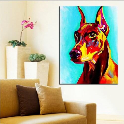 Large size Print Oil Painting doberman prince Wall painting Home Decorative Wall Art Picture For Living Room paintng No Frame