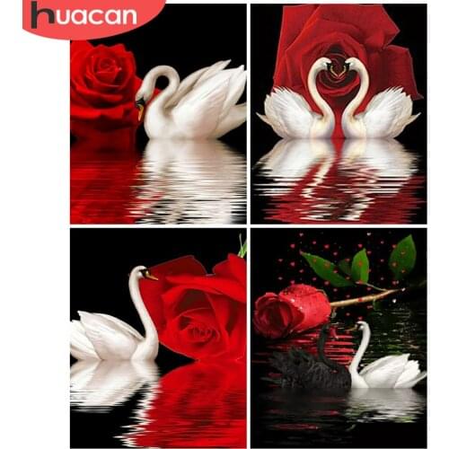 HUACAN Painting By Numbers Swan Wall Art Hand Painted On Canvas Acrylic Picture By Numbers Animal Childrens Room Decor