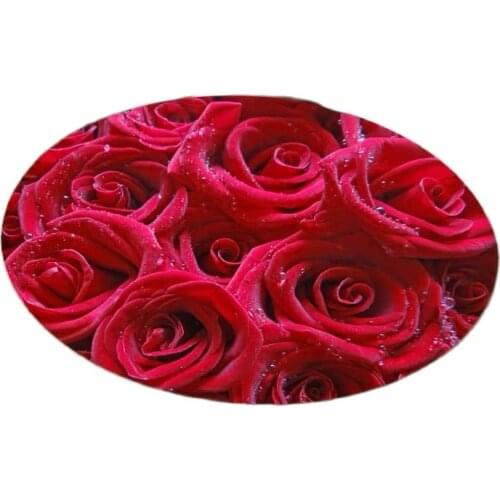 Lovely blossom fresh red Rose living room tea table rug round Creative 3D red rose wedding room carpet