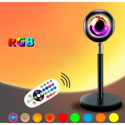 NEW Remote Control RGB Sunset Projection Lamp Rainbow Atmosphere Led Light For Home Bedroom Shop Background Wall Decoration