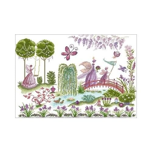 Catching Butterflies (14CT) Needlework,For Embroidery,DIY 14CT Unprinted Arts Cross stitch kits Set Cross-Stitching Home Decor