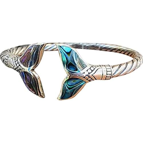 Best Friend Ring Couple Rings Abalone Shell and Fish Tail Ring Adjustable Open Ring for Women Men Valentines Day Gift