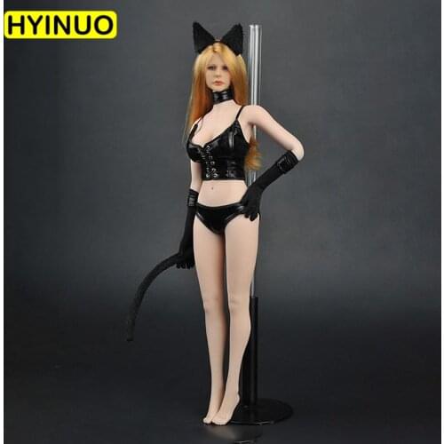 1/6 Scale Female Sexy Bikini Cat Girl Costume Black Sexy Catwomen Suit Clothes Clothing Suit Set Model for 12''Action FigureBody