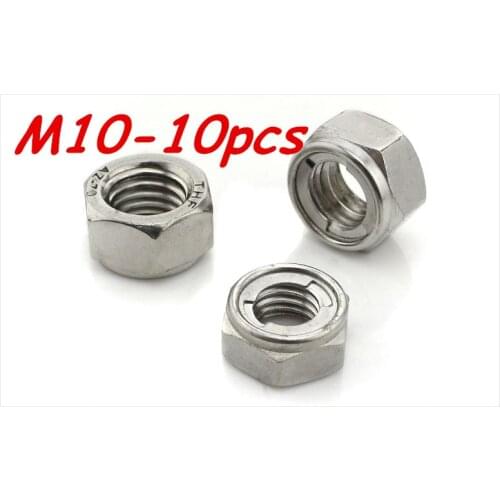 Metric M10 304 Stainless Steel Metal Lock Insert Nuts 10Pcs/Lot Free Shipping