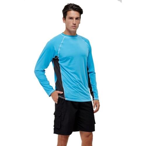 Mens UPF 50+ UV Sun Protection Shirts Polyester Swim Rashguard Outdoor Long Sleeve Cloth US Size
