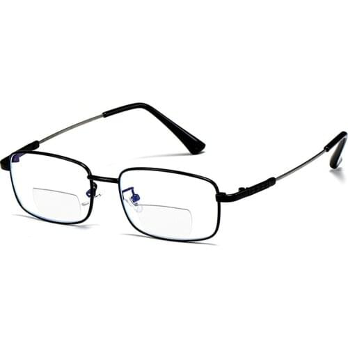 Dual-light Reading Glasses Anti-blue Light Clear Lens Memory Titanium Black Frame Distance And Near Dual Use +1.0 +2.0 +3.0 +4.0