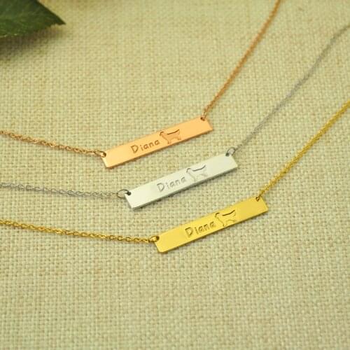 Custom Golden Retriever Dog Lovers Necklace Pet Necklace Dog Name Bar Necklace Pet Memorial Jewelry