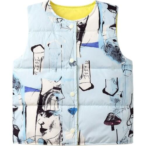 Autumn Children Warm Down Vest Baby 2021 New Graffiti Spring Kids Outerwear Clothing Warm Sleeveless Waistcoat Boys Girls Vests
