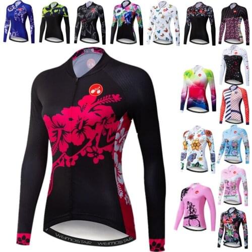 Autumn Cycling Jersey Womens Long Sleeve Mountain Bike Shirt Tops Jacket Spring Bicycle Clothes Pro Team Cycle Wear