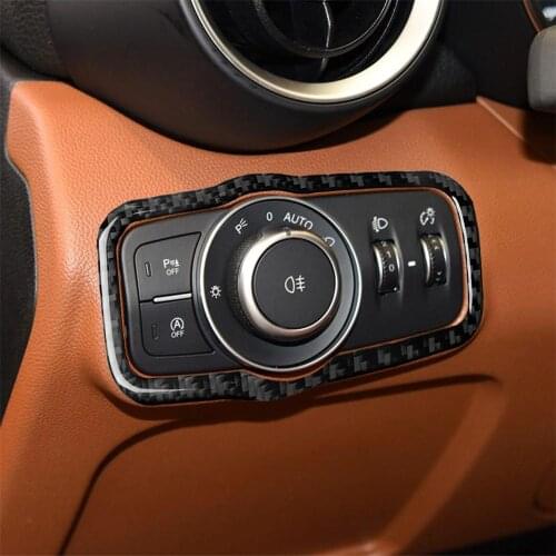 Carbon Fiber Headlight Switch Frame Cover Trim for Alfa Romeo Giulia 2017-2019 Interior Decoration Car Accessories Car Stickers