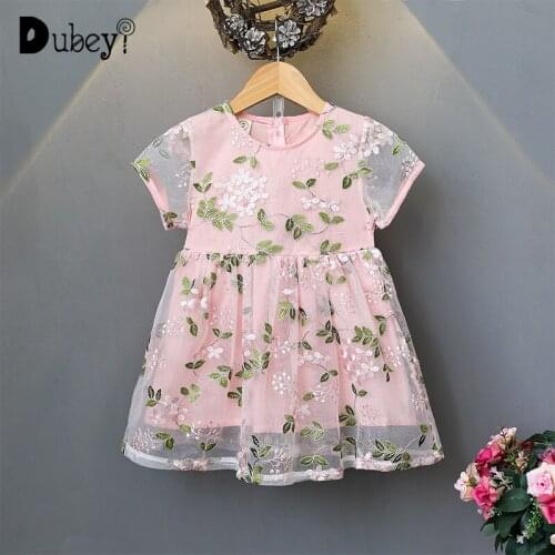 Baby Girl Princess Dress Toddler Girl Pink Embroidery Floral Fancy Dresses Summer Cute Dress Little Girl Clothes Party Dress