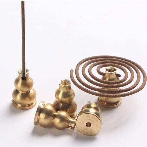 Gourd Shape Brass Ash Catcher Plate Tray Incense Stick Holder Burner Censer for Tea House Office Living Room Yoga