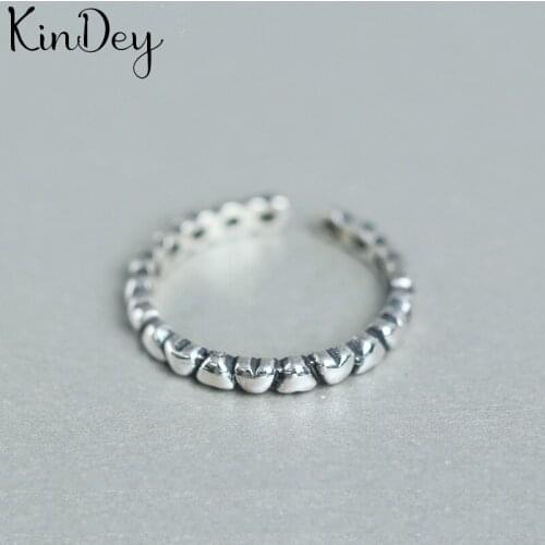 Kindey Real Silver Color Heart Rings For Women Big Antique Rings Finger Jewelry High Quality