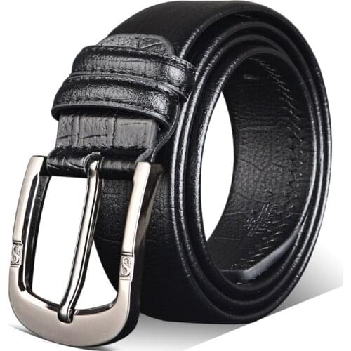 Cow genuine leather luxury strap male belts man for men new fashion classice vintage pin buckle men belt High Quality riemen