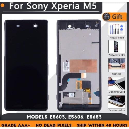 For Sony Xperia M5 E5603 E5606 E5653 LCD screen assembly with front case touch glass,With repair parts LCD Display original