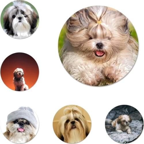 Shih Tzu Shitzu Dog Puppy Print Icons Pins Badge Decoration Brooches Metal Badges For Clothes Backpack Decoration