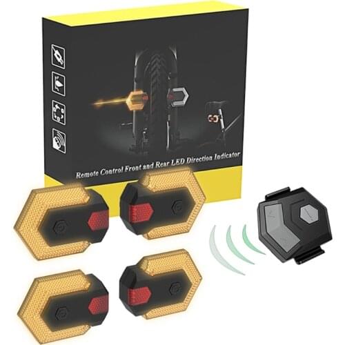 1 Set Smart Wireless Remote Control Bicycle Bike Turn Signals Front Rear Light Dropship