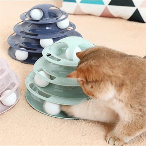 Three Levels Pet Cat Toy Training Amusement Plate Kitten Tower Tracks Disc Cat Intelligence Amusement Triple Disc Tumbler