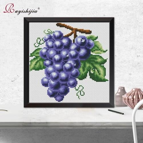 RUYISHIJIA Embroidery,Paintings,Needlework,Cross stitch kits,fruit grape,DIY Cross-stitch,thread embroidery