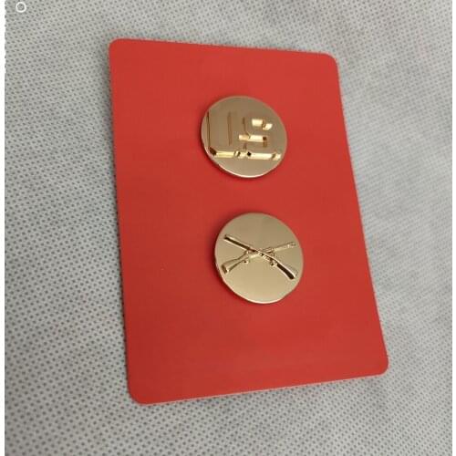 PAIR OF WWII WW2 US MONOGRAM ARMY INFANTRY OFFICER COLLAR PIN INSIGNIA BADGE