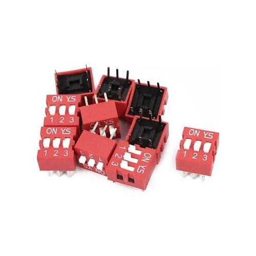 10 Pcs DIP Switch 2 Row 6 Terminals 3 Positions Sliding Switch 2.54mm Pitch
