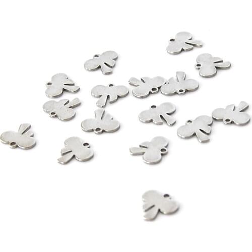 100pcs/Lot Stainless Steel Bowknot Small Charms Pendants for DIY Jewelry Making Necklace Bracelet 10*10mm