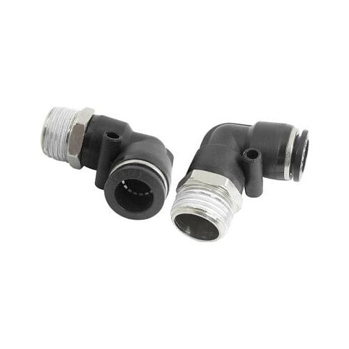 2Pcs 1/2BSP Male to 12mm Air Pneumatic Elbow Quick Connect Connectors