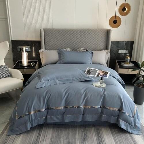 Luxury embroidery Frame Patchwork Duvet Cover Set Premium 1000TC Egyptian Cotton simple modern Bedding Sets Queen King size 4pcs