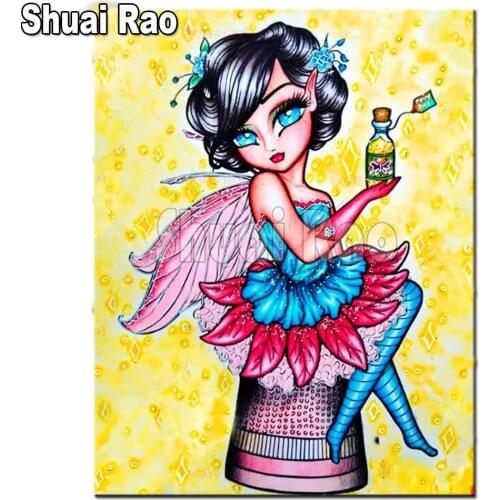 5D Diy Diamond Painting "Cartoon Elf Girl"Cross Stitch Kits Diamond Art Mosaic Embroidery Painting Full Round Drill Child Gift