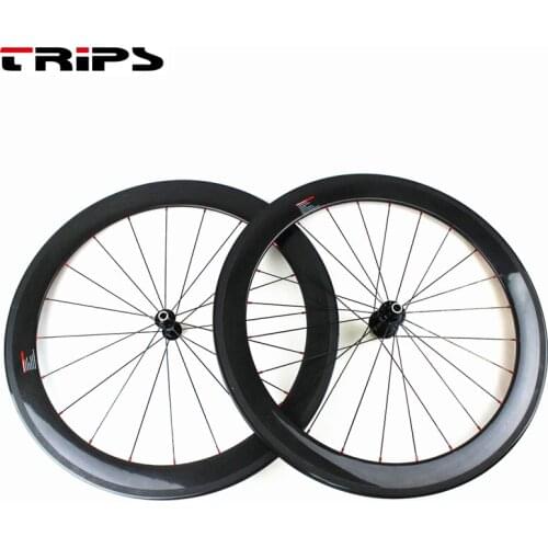 700C Carbon Wheels Straight Pull 60mm Depth Clincher tubular Carbon Road Bike Wheelset Powerway R39 Hub 23mm Width bicycle wheel