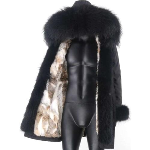 7XL Men Waterproof Parka Real Fur Coat Natural Raccoon Fur Collar Hood Real Rabbit Fur Clothing 2021 Winter Jacket Fashion
