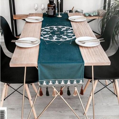 American Style Geometric Modern Table Flag Home Table Runners with Tassels Bed Flag Table Cloth TV Cabinet Cover camino de mesa