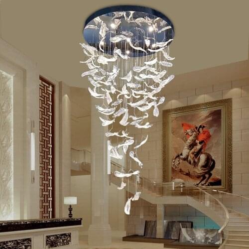 Large Hotel Lobby Modern Chandelier Maple Leaves Glass Hanging Lamp For Villa Luxury Project Lighting Free Style