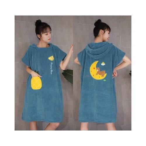Fast Abosrbing Soft Wearable Water Changing Robe Beach Towel Outdoor Sports Hooded Bath Towel Dress Poncho Cloak Bath Dress