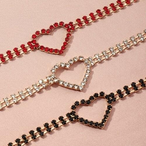 Cute Harajuku Cool colorful Crystal heart Pendant Necklace Cute elegant Choker Gold chain for Women Girl Party Jewelry Gifts