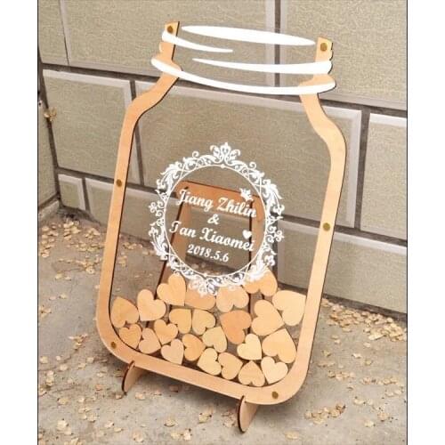 Wedding wedding birthday fingerprint sign in tree signature custom irregular heart-shaped wood chips