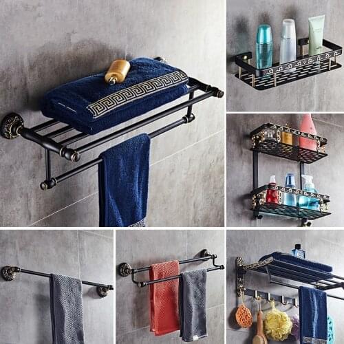 Bathroom Hardware Paper Holders Euro style Bathroom Accessory Aluminum Black Paint Restroom Accessories Bathroom Towel Ring