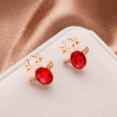 GorGor Stud Earrings Women Originality Statement Minimalist Crystal Antlers Exquisite Temperament Christmas Gifts 9806