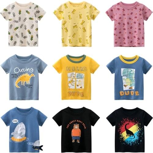 Boys Kids T-Shirt Print Cartoon Dinosaur Girls Clothes Cotton Children New Tee 2021 Summer Tops Toddler Clothing Baby Tshirts